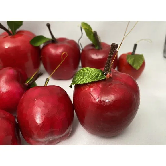 Apple Ornaments Artificial Faux Realistic Fruit Red Delicious Lot of 12 - Picture 4 of 4